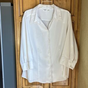 Cato Creamy White Satiny Button-Up Blouse